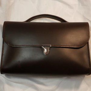 Brown Leather Top Handle Handbag